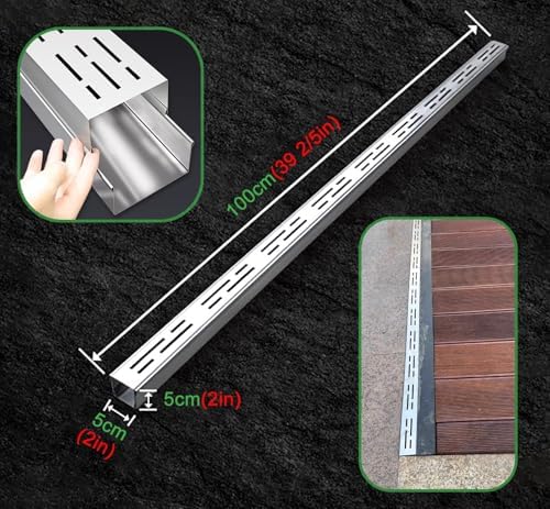 Stainless Steel Linear Trench Drain - Durable Outdoor Water Drainage Solution for Yards, Pool Decks, Sidewalks, and Garages, Prevents Flooding & Enhances Drainage Efficiency
