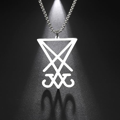 Church of Satan Necklace - Satanic Sigil of Lucifer Pendant Religions Jewelry Gift for Men and Women3