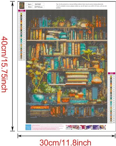 MjhRcll Diamond Painting Kits for Adults, Bookshelf Plant DIY 5D Diamond Art Kits for Adults Beginners Full Round Drill Diamond Dots Crystal Craft Kits for Home Wall Art Decor Gifts 12x16 inch