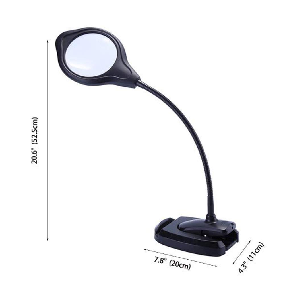 Lupa, 2 x 4 x biurko i zaciskowa lampa powiększająca 2 w 1, szkło powiększające do czytania ze stojakiem, światło dzienne jasne światła LED i elastyczna gęsia szyja, do hobby, rzemiosła, stołu