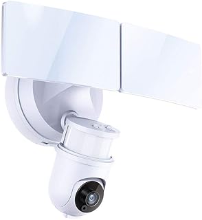 ENERJ Outdoor Floodlight Camera, 1080P HD WiFi CCTV Security Camera Motion-Activated Security Cam with Two-Way Talk, Siren Alarm, IP65 Waterproof, Night Vision, Cloud Service (White)