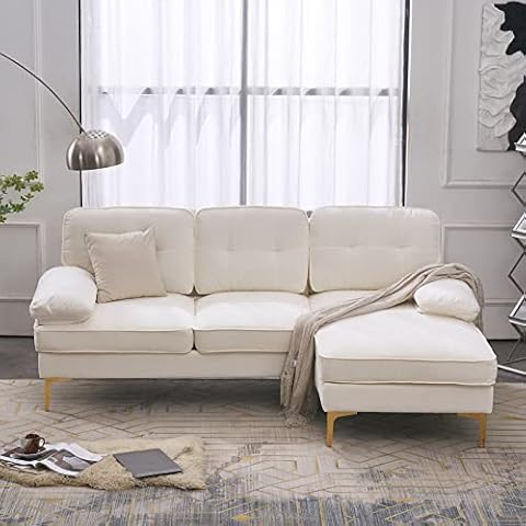 Galunt Sectional Sofa L Shaped Couch Indoor Modular Sofa Button Tufted Sectional Sofa with Reversible Chaise (Beige) Cover
