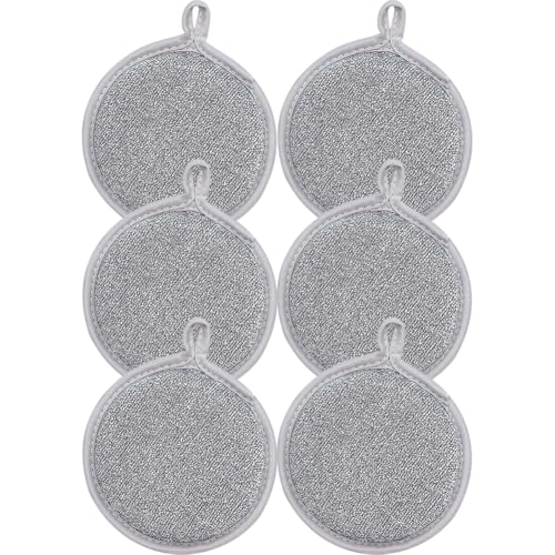 LYEAA Trapos para Lavar Platos de Alambre Plateado de Doble Cara Limpiador de ollas Multiusos Trapos de Limpieza Esponja incorporada Alambre Plateado Trapos para ollas Herramientas de limpie