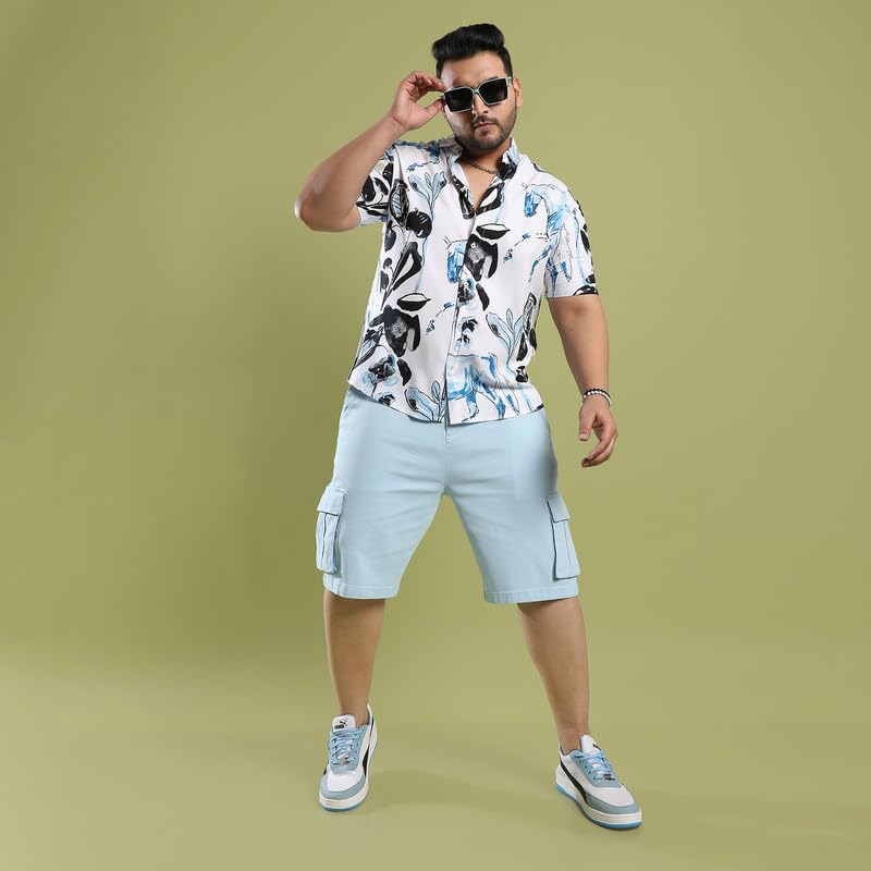 Image of Instafab Plus Men's Shirt for Casual Wear | Spread Collar | Button Closure | Plus-Size Fit | Short Sleeve | Cotton Shirt Crafted with Comfort Fit for Everyday Wear