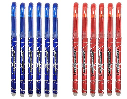 12 bolígrafos de tinta roja,azul borrable de gel 0,7mm, bolígrafos papelería escolar