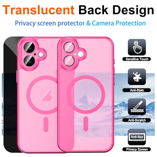 Image of Magnetic for iPhone 17 Case with Privacy Screen Protector, Hot Pink