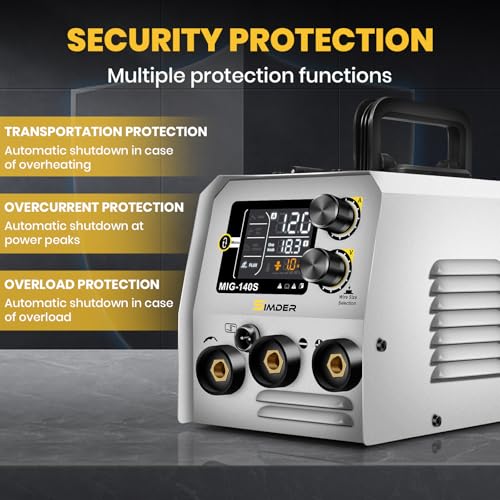 Image of SSimder 140A MIG Welder 3 in 1, Dual Voltage Flux Core Lift TIG Stick | Auto Repair, Farm Fence, Home DIY, Garage Projects, Zero HF Interference, Synergic Control, 0.5lbs Wire Included