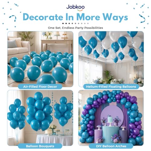 Image of Jobkoo Peacock Blue Balloons 12 Inch, Turquoise Teal Blue Latex Balloon
