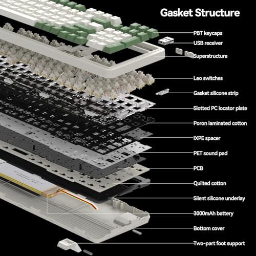 Image of AUSDOM 98Pro Wireless Mechanical Keyboard, Tri-Mode BT /2.4GHz /USB-C Hot Swappable Custom Gaming Keyboard with Backlit, Gasket Structure, Linear Switches for Windows /Mac /PC (Clicky Sound)