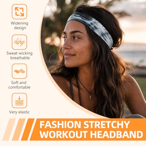 Image of 8PCS Summer-Exclusive Non Slip Sports Elastic Soft Running Fashion Headbands Absorb Sweat for Women & Men Working Out, Travel