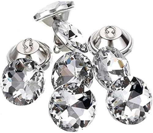Coolty 60 Piezas Botones de Cristal de Estrás Transparentes para Tapicería con Botones de Metal para Coser Sofás, Camas, Manualidades, Decoración, 25mm