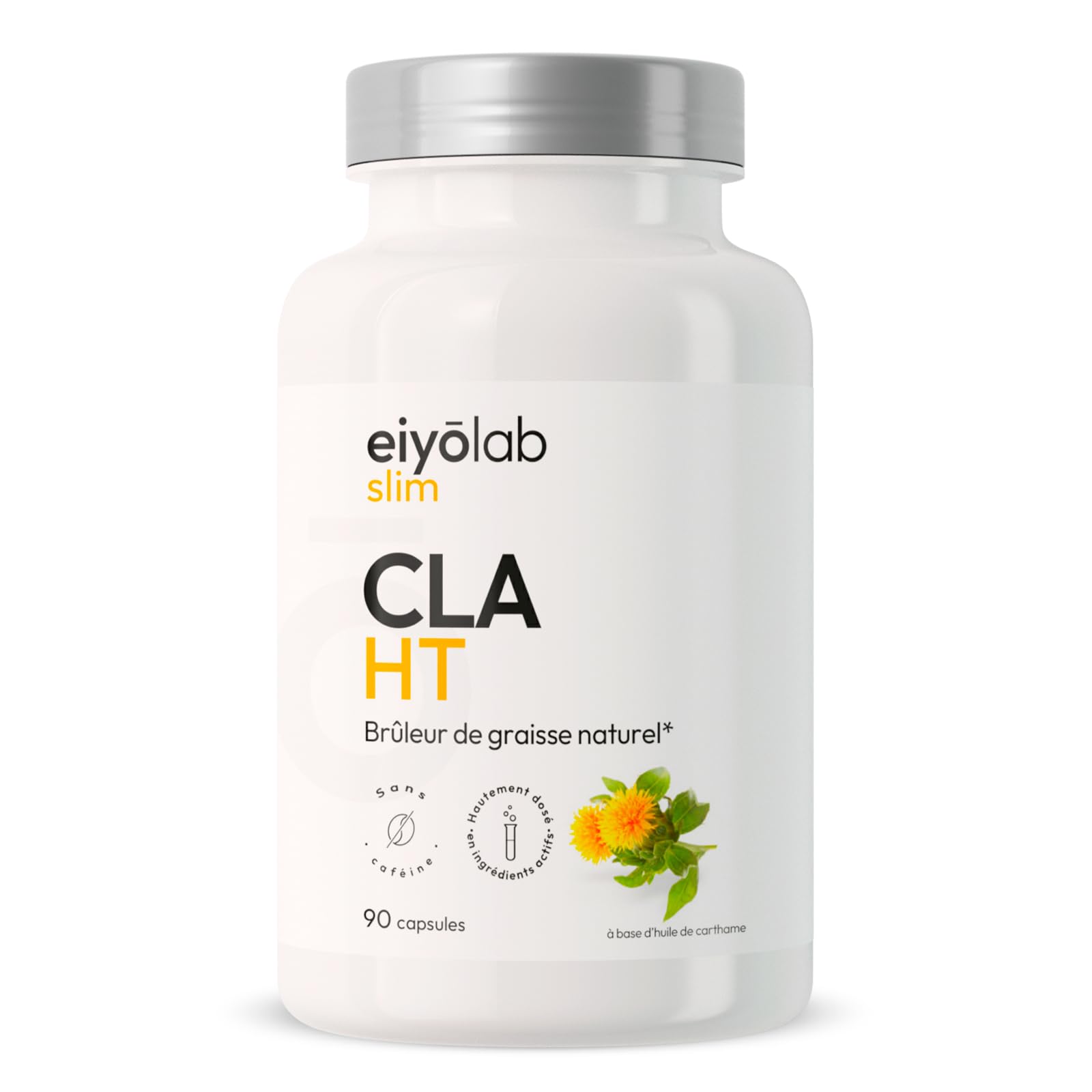 CLA HT | 3000mg par Portion | Bruleur de Graisse Naturel | Action Ciblée sur la Ceinture Abdominale | 80% d’Acide Linoléique Conjugué | 90 Capsules pour Homme et Femme | Made in France | Eiyolab