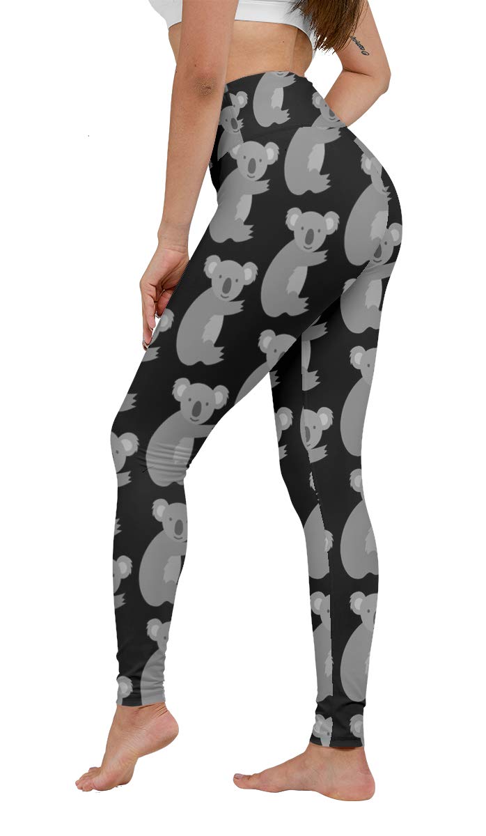 Comfy Koala Bear Wild Animal Pattern Yoga Pants Dry Fit - Slimming Mid Rise Cut - Printed Yoga Leggings