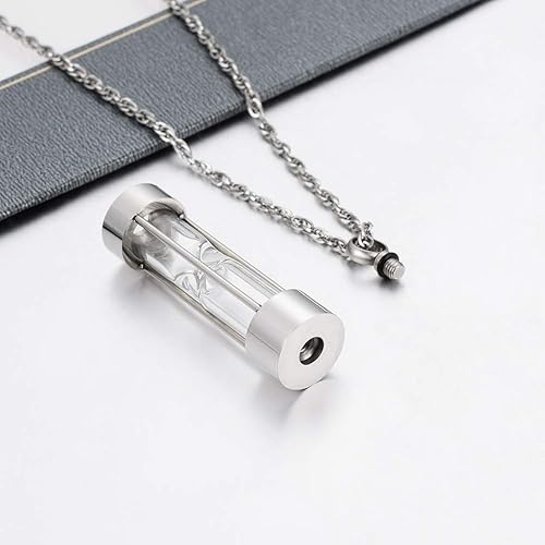 Miniatura 4 de abooxiu Collar de urna de reloj de arena para cenizas, joyería de cremación para cenizas, collar de cenizas de recuerdo conmemorativo de acero