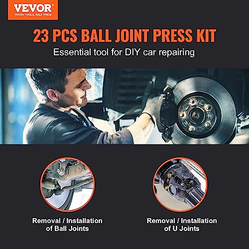 Image of VEVOR Ball Joint Press Kit, 23 pcsTool Kit, C-Press Ball Joint Removal and Install Tools, for Most 2WD and 4WD Cars, Including 2-9 /64 Inch,1-59 /64 Inch Ball Joint Sockets Compatible with Chrysle