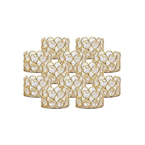 VINCIGANT Gold Crystal Tea Light Holders Set Cover