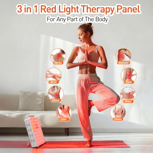 Image of Red Light Therapy Panel, 5 Wavelength 40 Dual Chip LEDs Red and Near Infrared Lamp Therapy Device with Timer & Stand for Body Pain Relief Face Skin Health Sleep