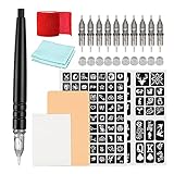 ATOMUS DIY Tattoo Cartridge Pen Poke and Stick Tattoo Kit with Tattoo Stencil Pattern Practice Skin...
