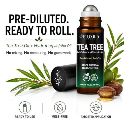 Image of Fiora Naturals Tea Tree Oil Roll On for Skin, Face, Nails, Cuticle & Scalp, Pre-Diluted