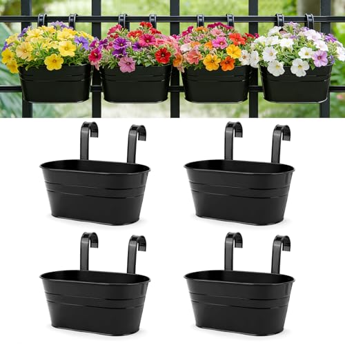 RIOGOO Pots de Fleurs Pots de Fleurs à Suspendre en Fer en Métal Pots de Jardin Jardinières de Balcon Seau en Métal Porte-Fleurs à Suspendre Décor Pot-...