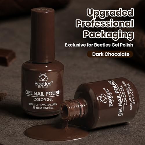 Image of Beetles Brown Gel Nail Polish - Dark Chocolate 15ML /0.51Fl Oz, Dark Brown Gel Polish, Color-Matched Bottle, Soak-Off UV LED, Long-Lasting Holiday & Fall Nails Art for DIY Beginners & Salon Pros