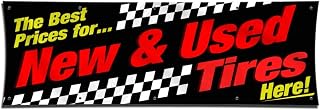 Best Prices New & Used Tires Banner (3ft X 9ft) Black Red Vinyl Display Various Bright Color Sign Poster Lona