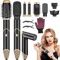 Onftrym 6 in 1 Airstyler Hairstyler Set,1000W Ionen Föhn,Professioneller warmluftbürste Rotierend,Airflow Lockenstab Automatisch,Haarglätter Bürste für Trocken,Zum Styling,Volumisieren,Locken,Glätten