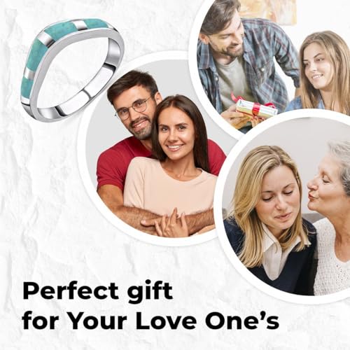 shop lc turquoise rings for women 925 sterling silver band boho turquoise jewelry for women santa fe style promise rings birthday gifts for womens