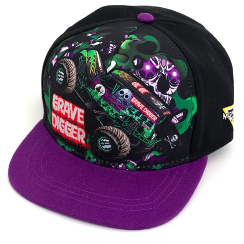 Monster Jam Grave Digger Adjustable One Size Snapback Baseball Cap Purple/Black OS Toddler