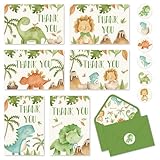 FYSUIMU 36 Pack Dinosaur Thank You Cards Cute Greeting Cards with Envelopes Stickers Blank Note Cards for Birthday Baby Shower, 4 x 6 Inch