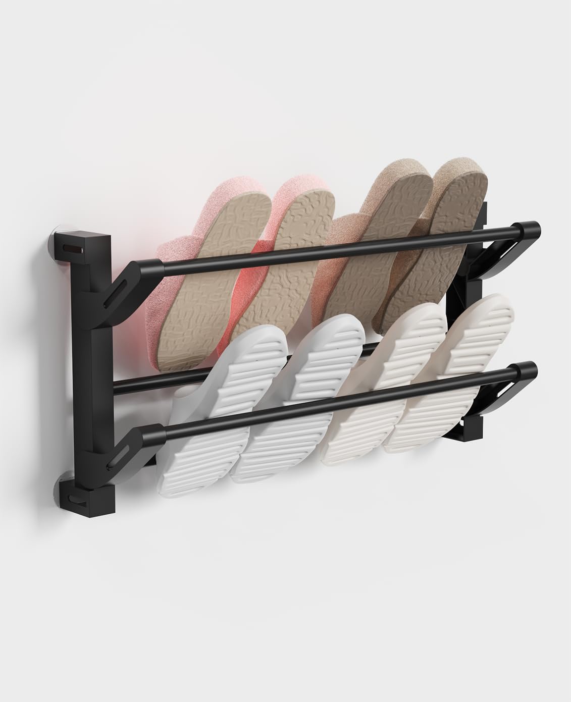HMAKGG Schuhregal Schmal Wand, 2 Ebenen Schuh Regal Platzsparend Klappbar 50CM, Schuhablage ohne Bohren für Wohnmobil & Flur