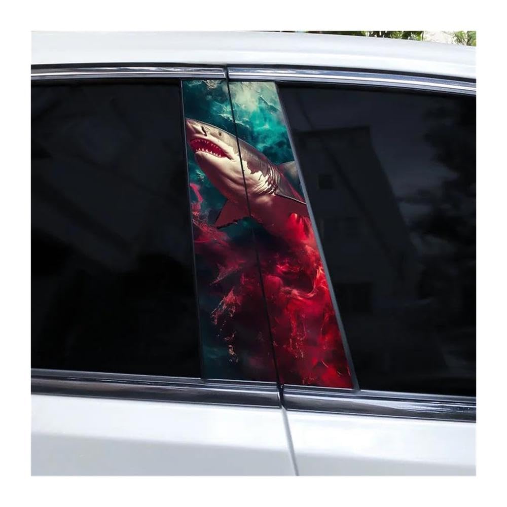 Body Parts 1pair Car Door Pillar Decoration Sticker Horror Shark Sticker DIY Car Center Column Sticker(E)