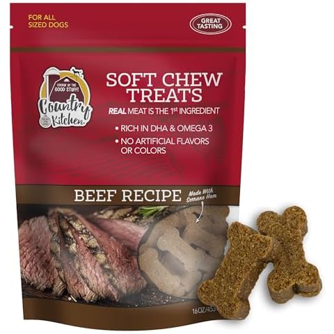 Country Kitchen Beef Soft Chew Dog Treats, Great Tasting, Made with Real Beef, Rich in DHA & Omega 3, 16 oz Cover