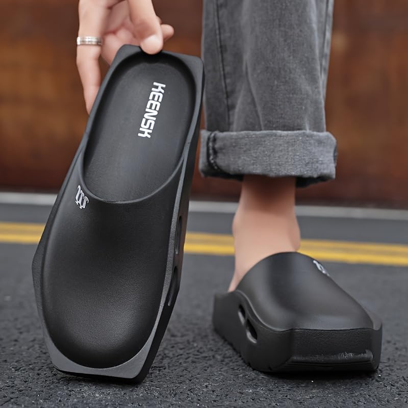 Mens Solid Color Trendy House Slides, Non-Skid Bathroom Indoor Outdoor Lightweight Slippers, Spring and Summer4