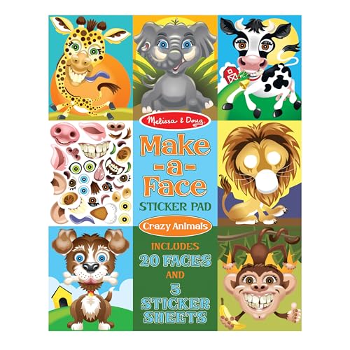 Melissa & Doug Make-a-Face Sticker Pad - Crazy Animals, 20 Faces, 5 Sticker Sheets