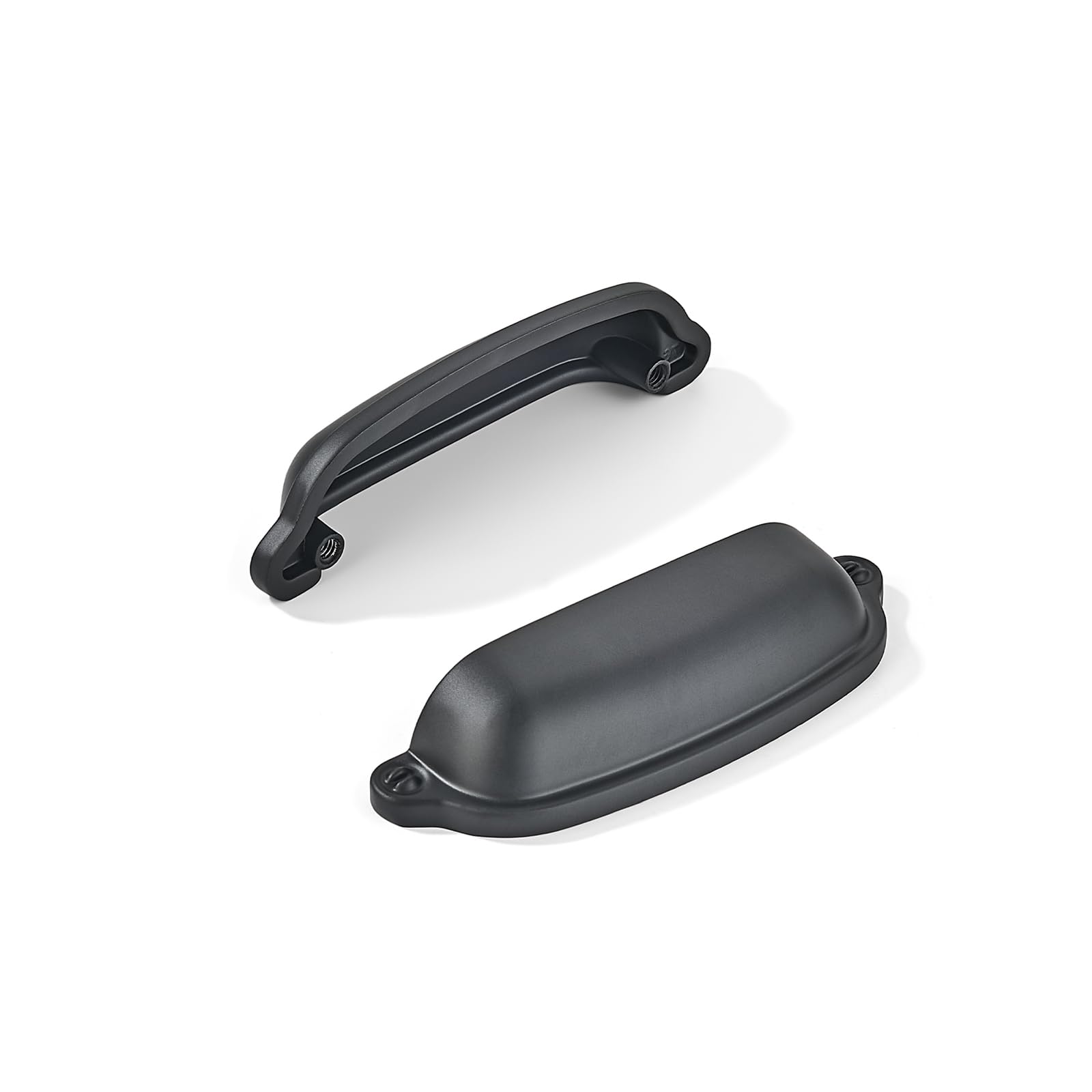 khtumeware 10 Pack Matte Black Cup Pulls 2-1/2 Inch Center to Center - Cabinet & Drawer Handles for Kitchen Hardware