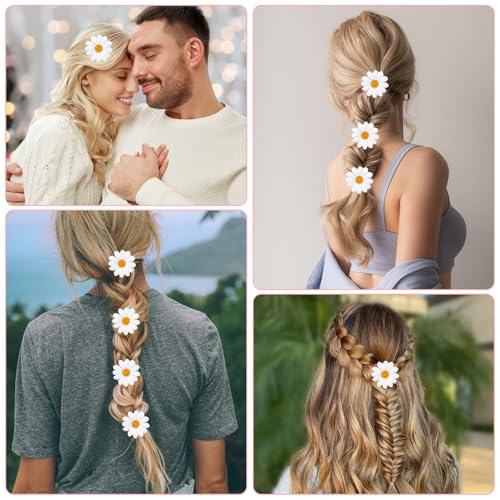 12 piezas pinzas para cabello margarita blancas miniatura 6