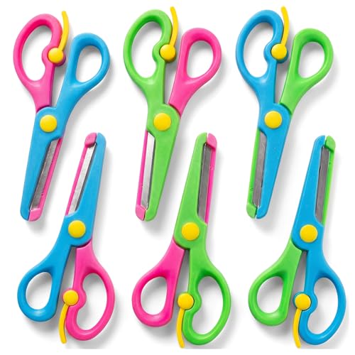 LovesTown Kids Craft Scissors, 6PCS Blunt Tip Safety Scissors Stocking Stuffer for Toddler...