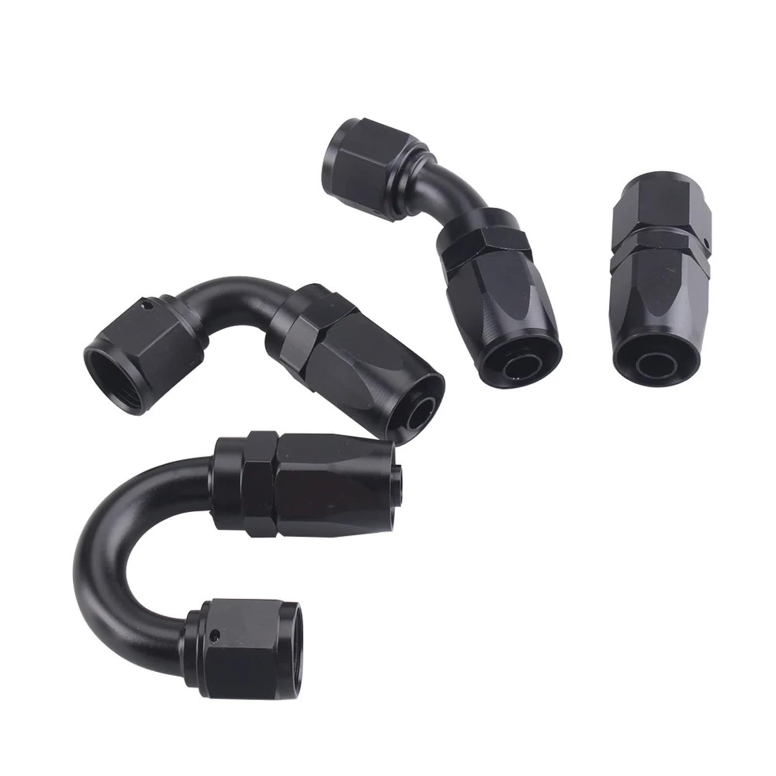 Banjo Fitting 3sets AN4 AN6 AN8 AN10 Straight 45°90°120°180Degree Oil Fuel Swivel Hose End Fitting Adaptor Kit(AN10 180 Black)
