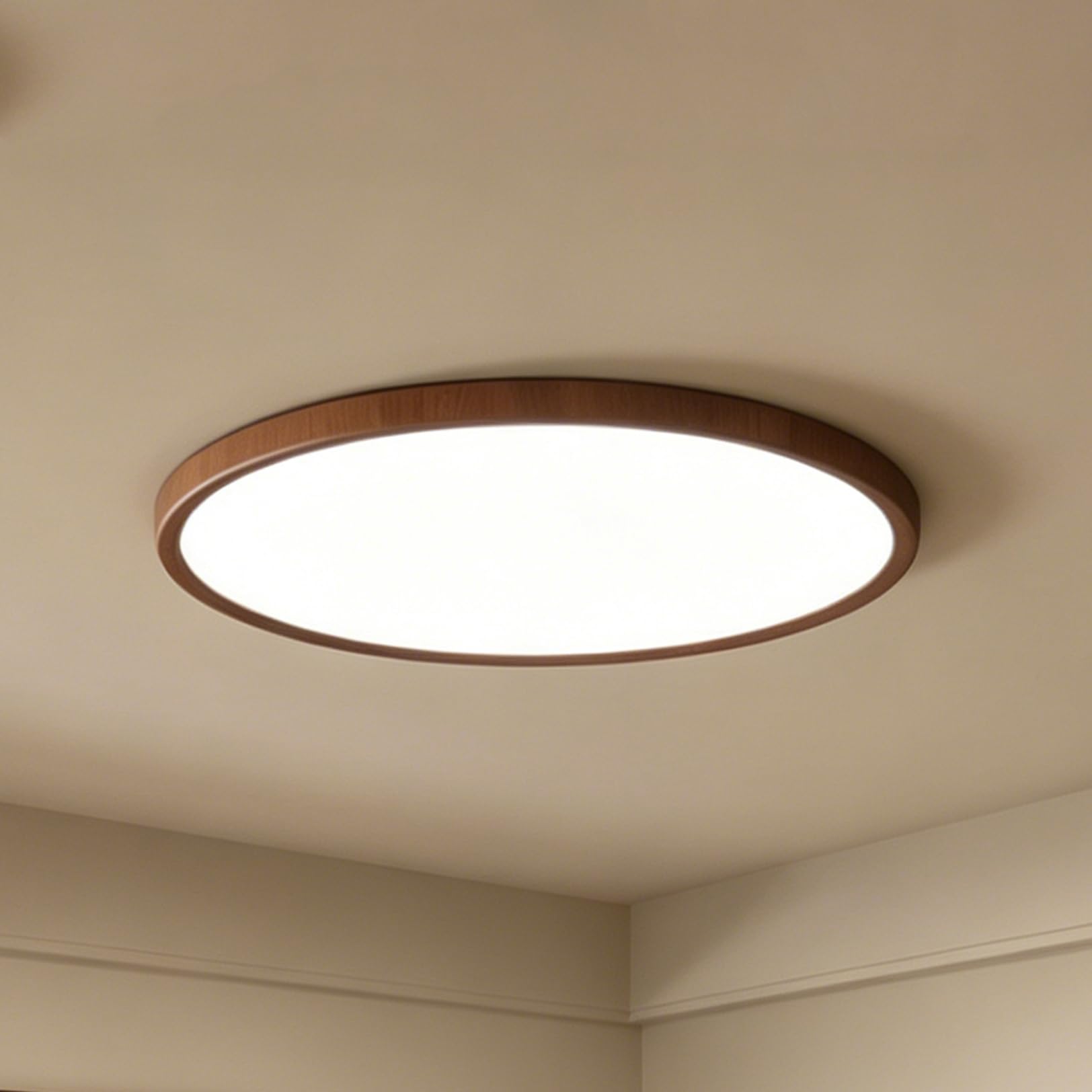 Laamiasm Walnut 30cm 3CCT LED Ceiling Light, 6500K-4000K-3000K Adjustable, 0.8in Flush Mount 30W for Bedroom Bathroom Office