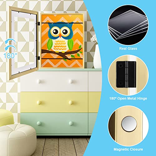Image of [2Pack] Kids Art Frames, 11x14 Front Opening Kids Artwork Frames Changeable, Gold Artwork Display Storage Frame for Wall, Holds 50 Pcs, for 3D Picture, Crafts, Children Drawing, Hanging Art, Portfolio