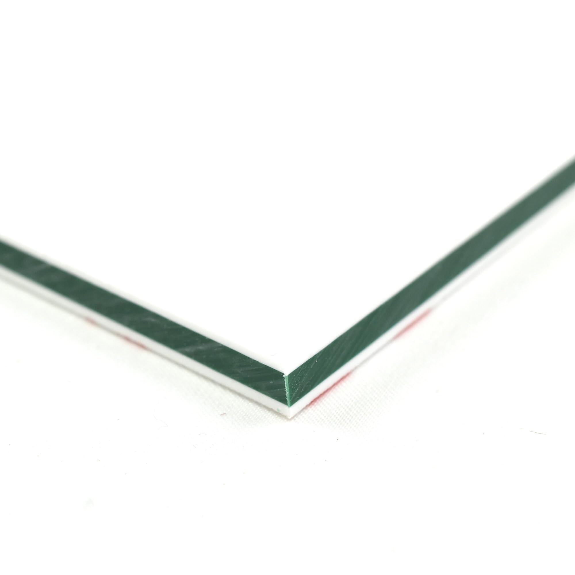 King ColorCore Plastic Sheet 1/4" x 24" x 36" White-Green-White Color Core, HDPE Board, High Density Polyethylene Panel