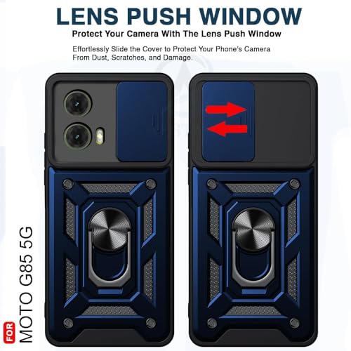 Image of AIBEX Back Cover for Motorola G85 5G | D10 Tough Armor Case | Sliding Camera Shield | 360 Protection | Kickstand Ring Holder | Military-Grade Shockproof Bumper Case