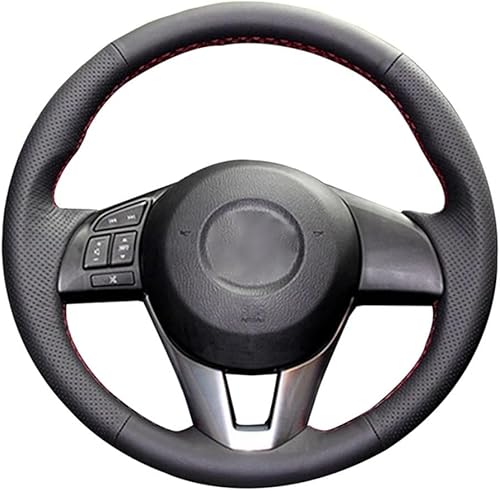 ChrySm Funda de cuero para volante de coche, color negro cosido a mano, para Mazda CX-5 CX5 Atenza 2014 nuevo 3 CX-3 2016