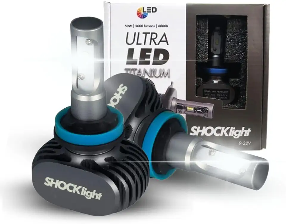 Lampada LED Encaixe H27 50W 6000K 5000 Lumens 12V Shocklight Titanium Kit