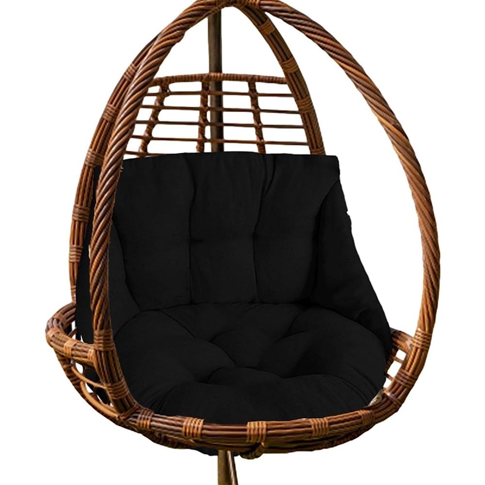 Cojín de Respaldo para Silla, Cojín para Hamaca con Respaldo, Cojín para Columpio Lavables, Cojines para Silla de Patio para Muebles de Exterior Interior (Color : Black)
