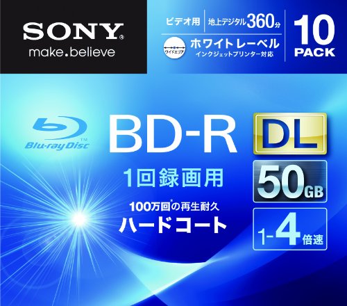 Sony Blu-ray Disc 10 Pack - 50GB 4X BD-R DL White