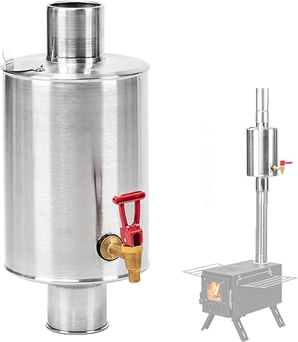 FireHiking Estufa de leña para camping, tanque de agua para estufa de 2.36 pulgadas, calentador de tanque de agua caliente de acero inoxidable