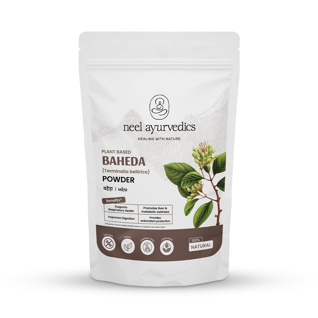 Neel Ayurvedics Baheda Pulver 300 g – reines Ayurvedisches Triphala-Zutat, Terminalia bellirica, Naturkraut, Premium Qualität, vegan, glutenfrei – ideale Basis für Haar- & Hautpflege