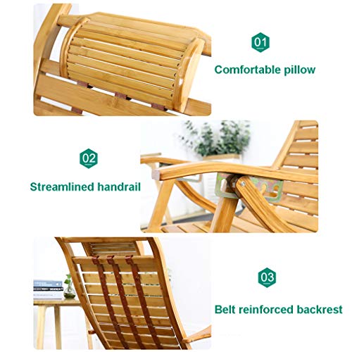 Chaise à bascule pliante en bambou inclinaison zéro gravité - 6